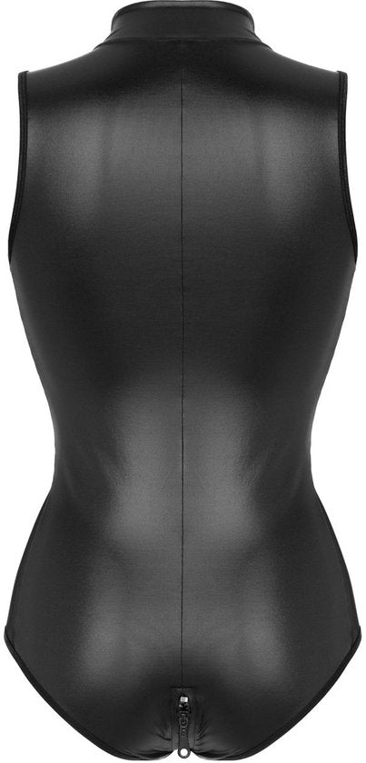 Wetlook 2-kanten rits Body Xenna - zwart