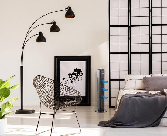 Bestron Torenventilator, Ventilator met 3 snelheidsstanden & 75° graden draaifunctie, incl. Timer, hoogte: 78 cm, 35W, AFT760Z, kleur: zwart