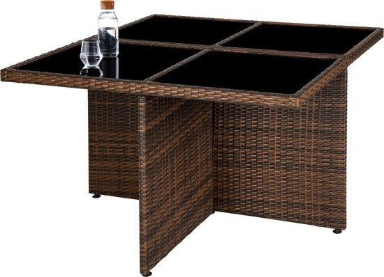 tectake - Wicker tuinset zitgroep Manhatten - incl. beschermhoes - zwart/bruin- 403845