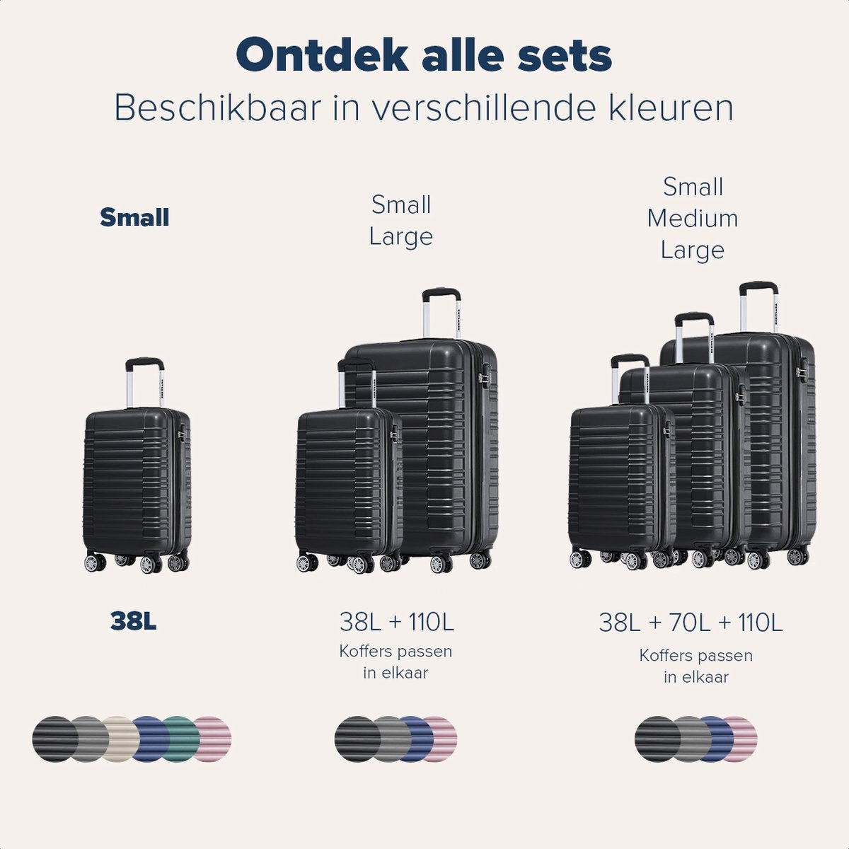 TRVLMORE Koffer - Handbagage - Cijferslot - 54x36x20cm - 38L - Zwart
