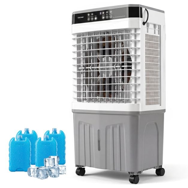 Coast 3-in-1 Mobiele Luchtkoeler – 20 L – 45 x 33 x 87 cm – Wit en Grijs