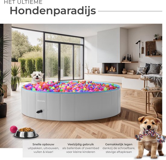 tectake® Hondenzwembad - Hondenpool- Zwembad voor honden - Ballenbak - Opvouwbaar - ⌀120 cm - Extra stevig - Eenvoudig te vullen en te legen