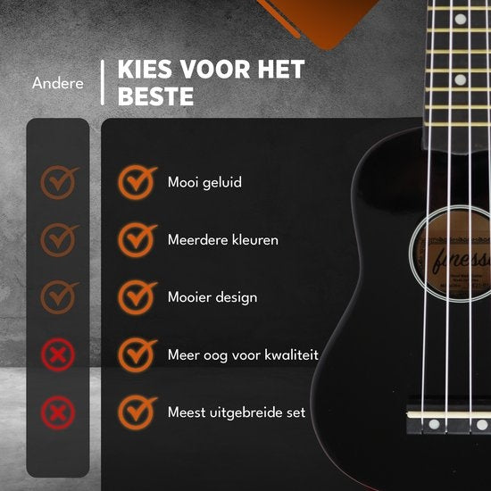 Finesse Ukelele - Starterset - 21" - Muziekinstrument - Hilo Model