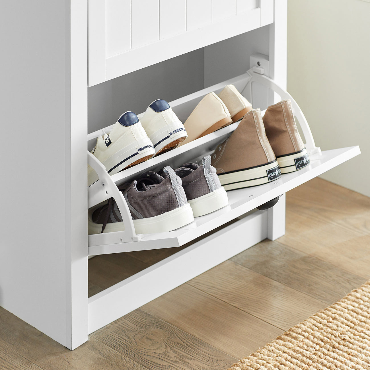 SoBuy FSR87-K-W Schoenenkast Met 2 Kleppen - 60 x 24 x 110 cm - Wit