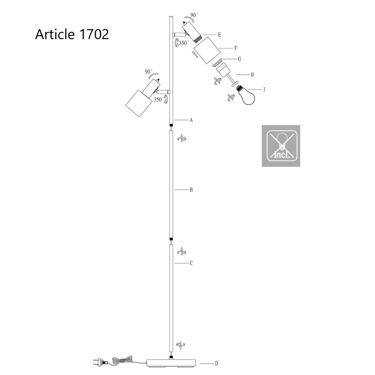 Vloerlamp Anne Lighting Fjorgard - Zwart