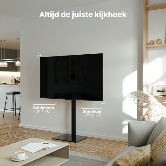 Auronic TV Standaard - TV Voet - In Hoogte Verstelbaar - Draaibaar - Kantelbaar - 32 tot 70 inch - Zwart
