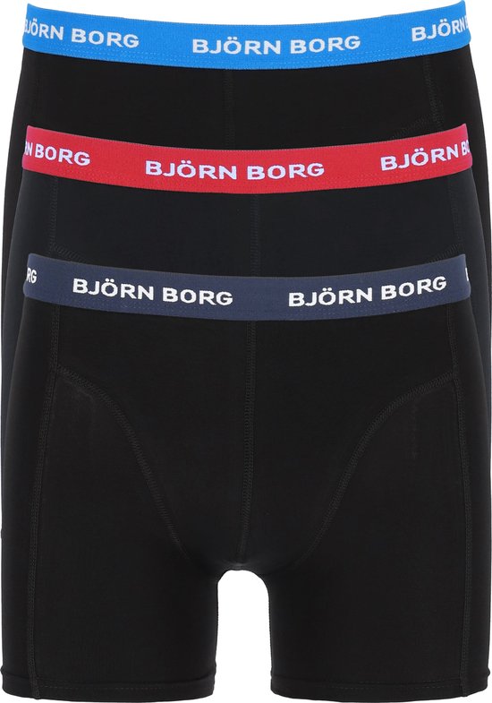 Björn Borg - Heren Onderbroeken 3-Pack Boxers Contrast Solids - Zwart - Maat XXL