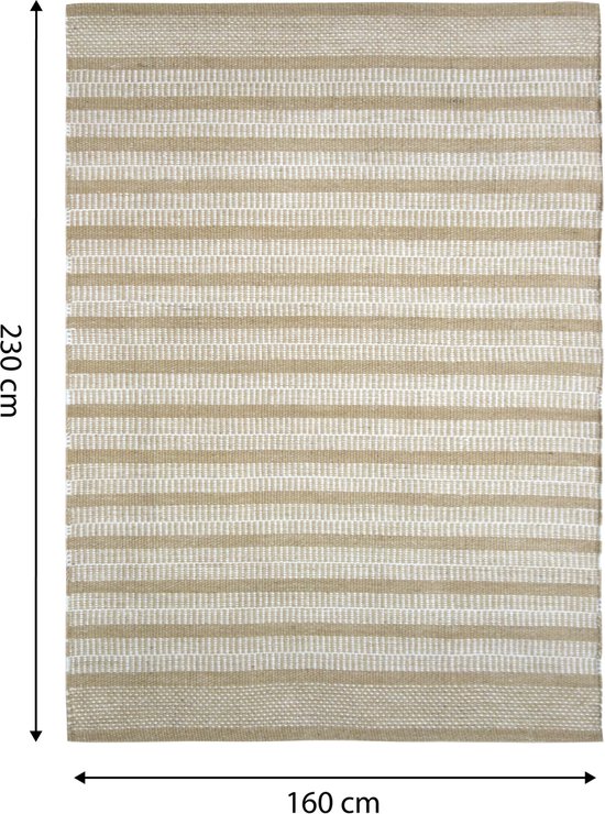 AXI Aruba Buitenkleed – Rechthoekig – 160 x 230 cm – Geel – Geometrisch patroon - Buitenkleed – Buitentapijt – Weer- en UV-bestendig – Plat geweven – Tuintapijt – Voor binnen en buiten - Handgeweven