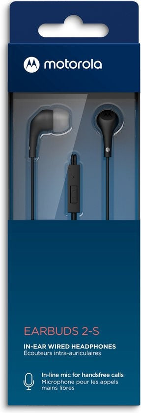 Motorola Sound In-Ear Oordopjes - 2-S - Zwart - Noise Isolation - Comfortabele en Lichtgewicht Pasvorm - Oordopjes met Draad - In-Line Microfoon - Handsfree Bellen