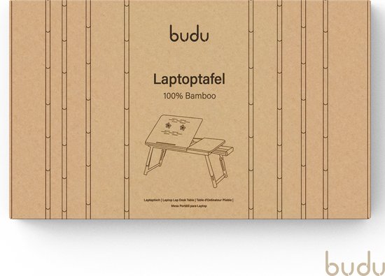 Budu Laptoptafel - Bedtafel - Banktafel - Laptoptafel verstelbaar - Laptoptafeltje Bamboe hout - Laptopstandaard - Ontbijttafel - Ontbijt op bed