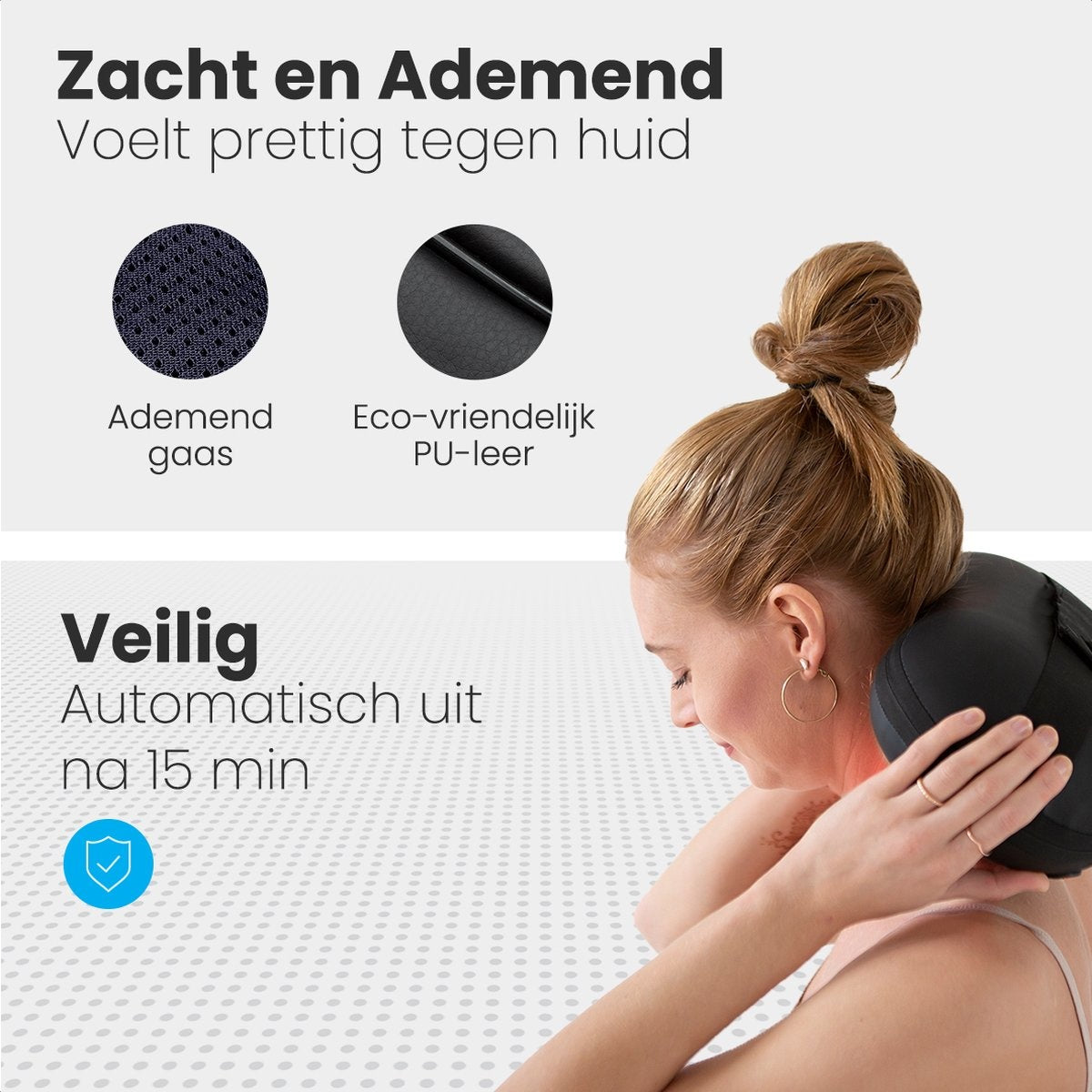 Auronic Shiatsu Massage kussen - Elektrisch Nek en Rug Massage Apparaat - 1.8m kabel - Warmte Functie – Zwart
