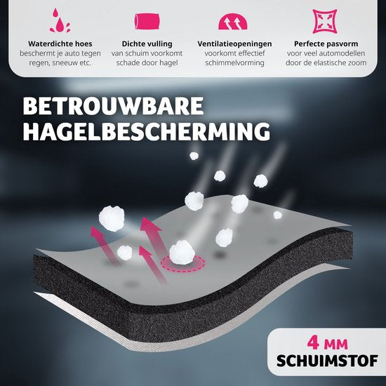 tectake® Autohoes - Autozeil - Hagelbescherming - Waterdicht deken - Ademend - Elastische autogarage - Autoaccessoires met opbergtas - Compatibel met vele modellen - Afmeting (LxBxH) 483x 178x 120 cm - Large