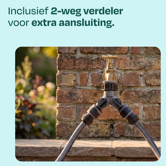 VONROC Automatische slanghaspel – wandslangbox – Incl. 30m premium tuinslang, 8-standen broespistool en koppelingen – zwart/grijs