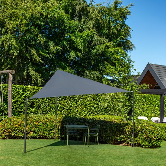 VONROC Premium Schaduwdoek - Driehoek - ∆ 360 cm – Waterafstotend - Grijs – Incl. Opbergtas en bevestigingskoord