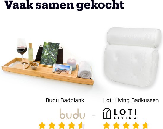 Budu Badplank Bamboe - Badplank hout - Badplank voor in bad - Verstelbaar / Uitschuifbaar - Badrekje - Bamboe badrek - 70-105 cm