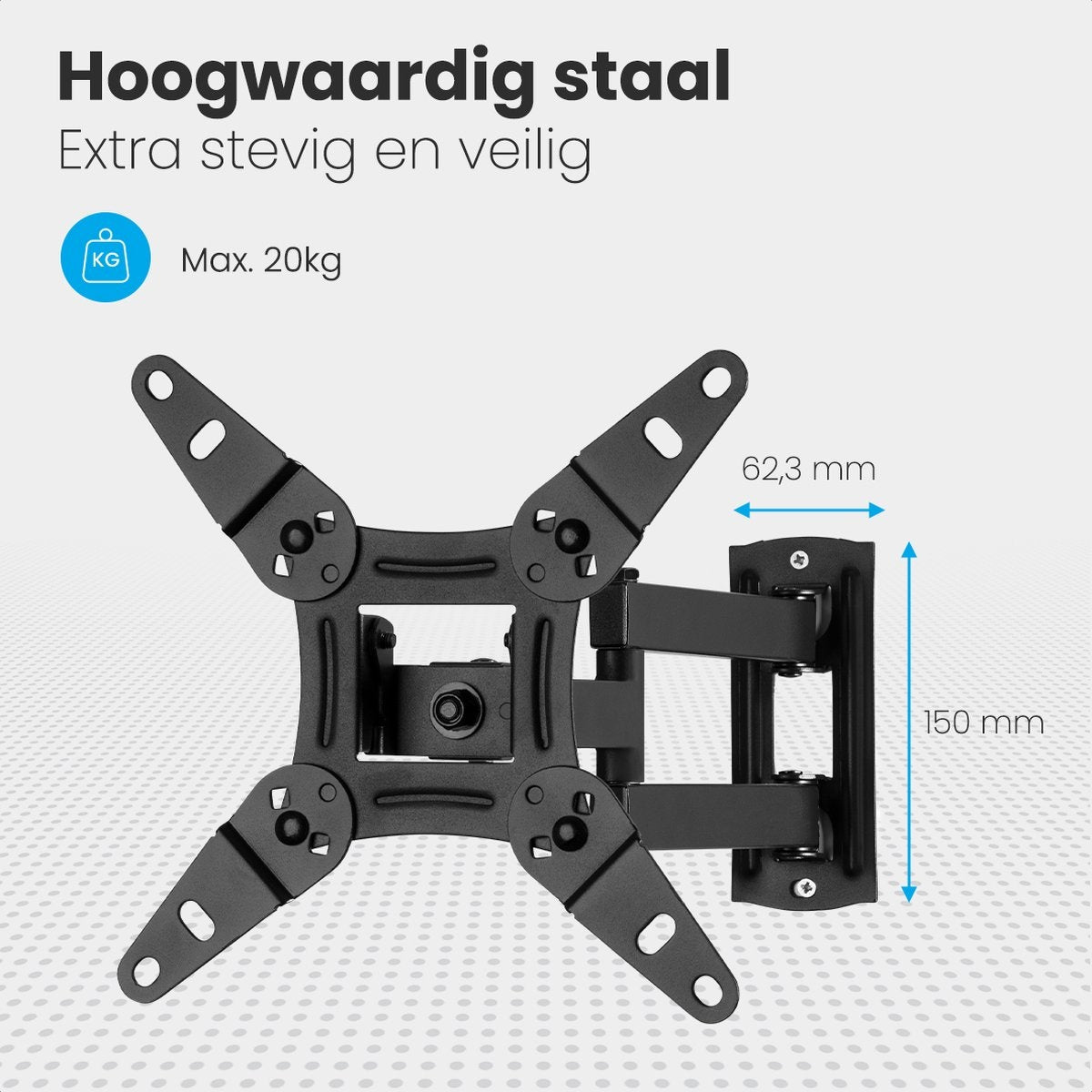 Auronic TV Beugel - Draaibaar en Kantelbaar - 13 tot 42 inch - Tot 20 KG - Zwart