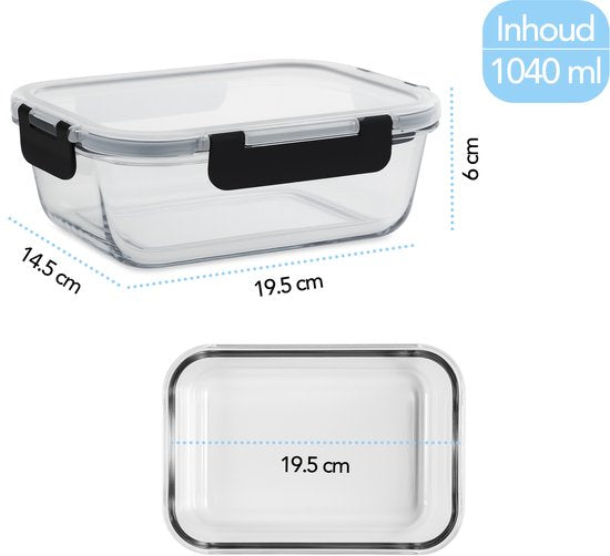 Aviro Vershoudbakjes Glas - 10 Stuks - Meal Prep Bakjes - Vriezer, Magnetron & Oven Bestendig - BPA Vrij - Luchtdicht - 1L