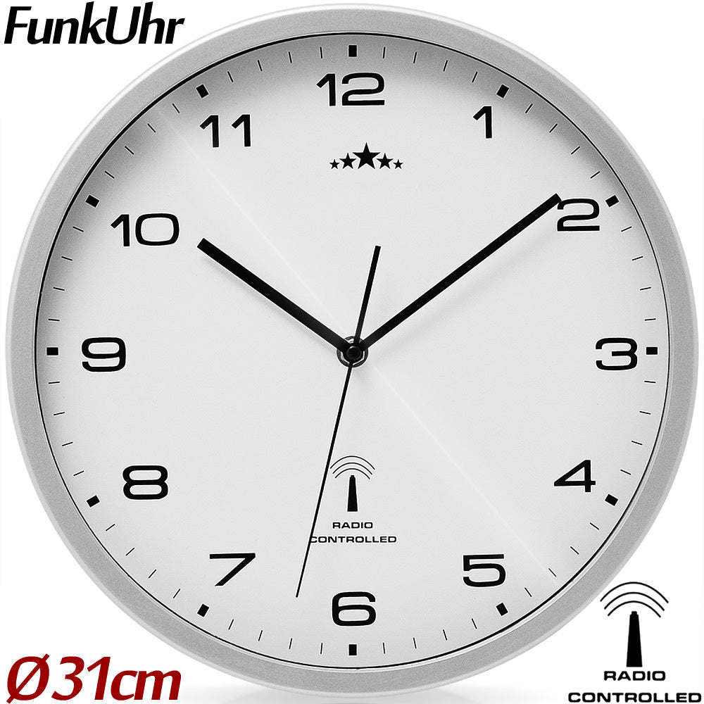 Monzana Wandklok radio Ø 31cm - wit/zilver