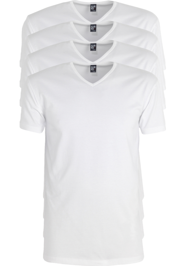 Alan Red - S - Oklahoma T-shirts - 4-pack - V-hals stretch - Wit