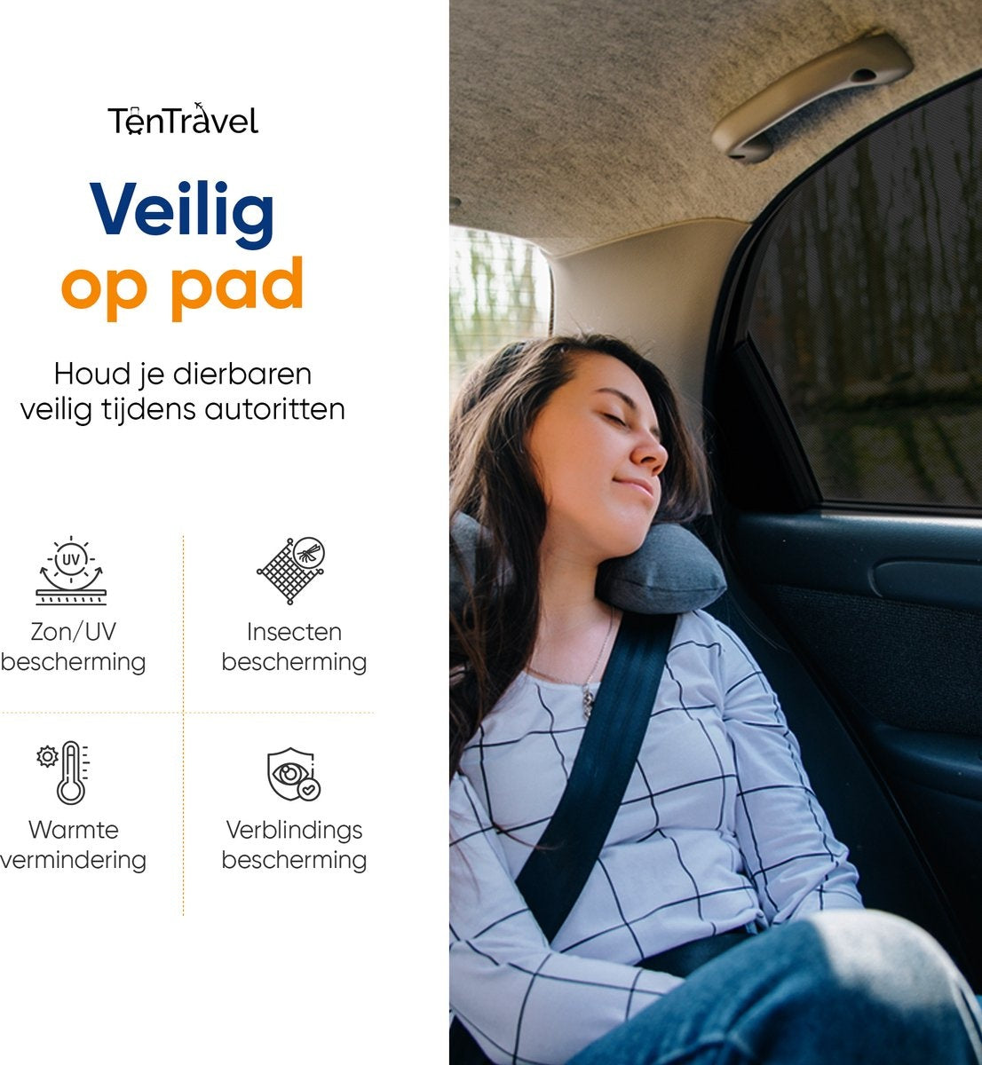 TenTravel 2 Zonneschermen Auto – UV-werend & Opvouwbaar – 120 x 55 cm – Zwart