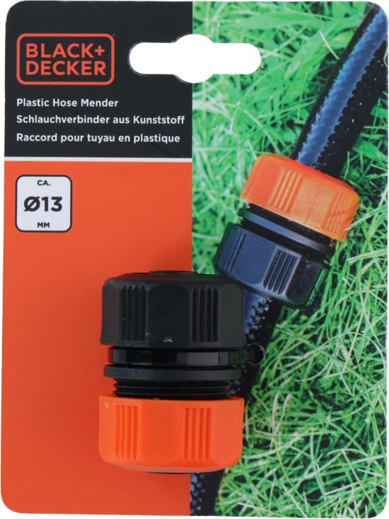 BLACK+DECKER Slangverbinder 1/2" - 13 ⌀ MM - Tuinslangkoppeling - Zwart/Oranje
