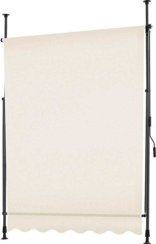 tectake - klemluifel - Zonnescherm – Zonneluifel - Verstelbaar - Klem-zonwering - Zonnescherm Balkon - 150 x 180 cm - beige - zonwering - 404954