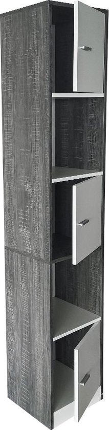 VDD Opbergkast - Spaanplaat - 30x33x180cm - Grijskleurig