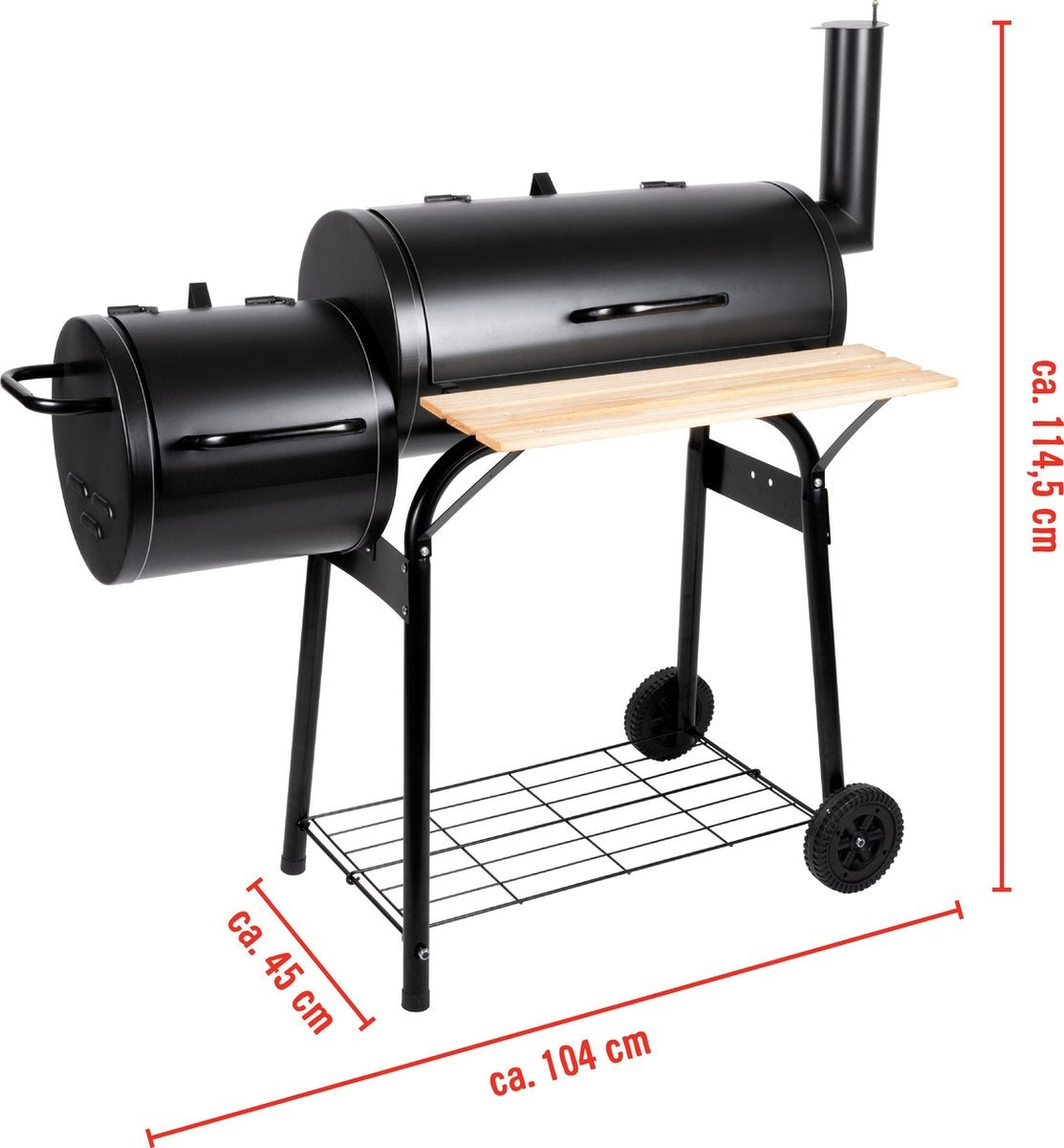 BBQ Collection 2-in-1 Smoker BBQ - Houtskool Barbeque - Buitenkeuken Barbecue - Grill en Smokerbarbecues - 104 x 58 x 114 cm