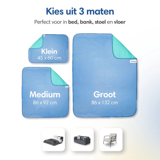 Safe LifeWasbare incontinentie onderleggers voor volwassenen - Huisdieren en kinderen - matrasbeschermer - Medium - Blauw/Groen