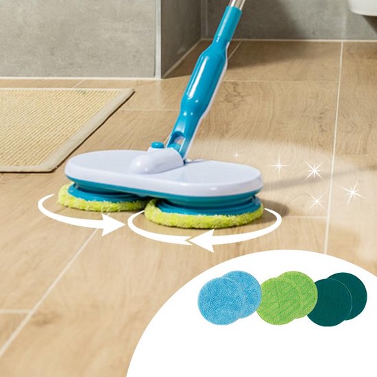 Hurricane Floating Mop elektrische dweil - oplaadbare vloerwisser voor dweilen, schrobben en boenen - met 2x 3 microvezelpads