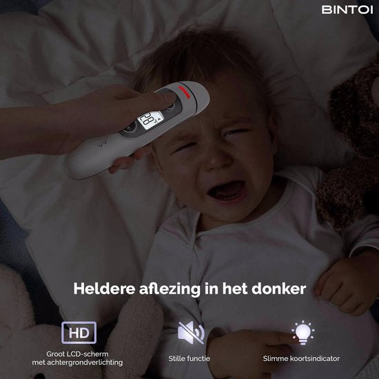 Bintoi® Thermometer voorhoofd - Temperatuurmeter - Koortsthermometer voor volwassenen en baby's - Infrarood thermometer lichaam - Digitale voorhoofd thermometer