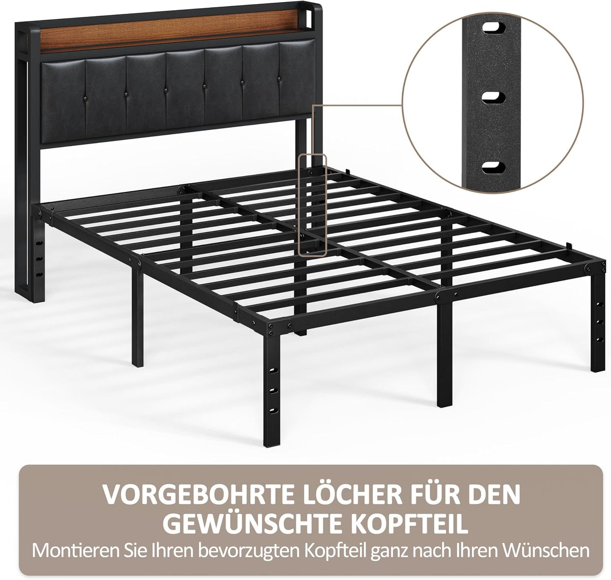 Yaheetech bedframe van metaal - Inclusief lattenbodem - 160 x 200 cm - Zwart