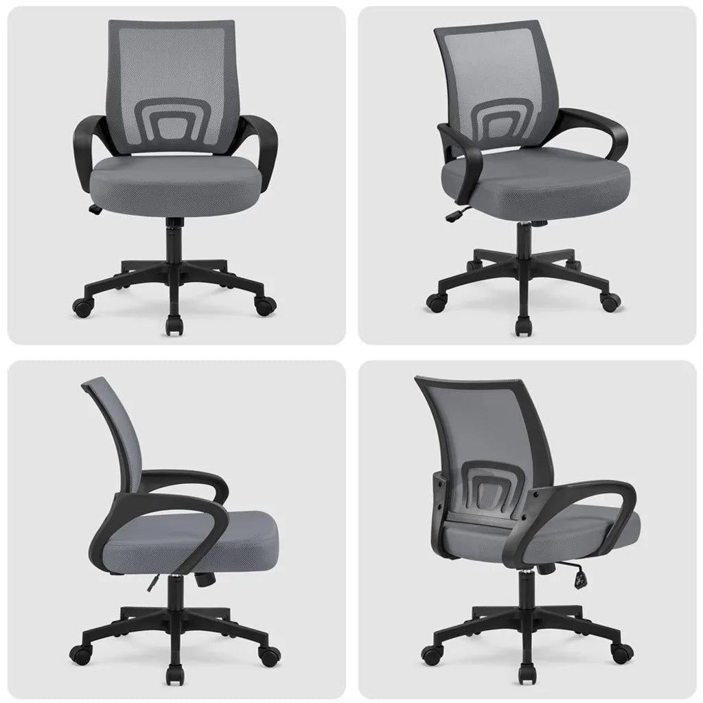 Yaheetech Bureaustoel Ergonomisch met Wipfunctie, Donkergrijs