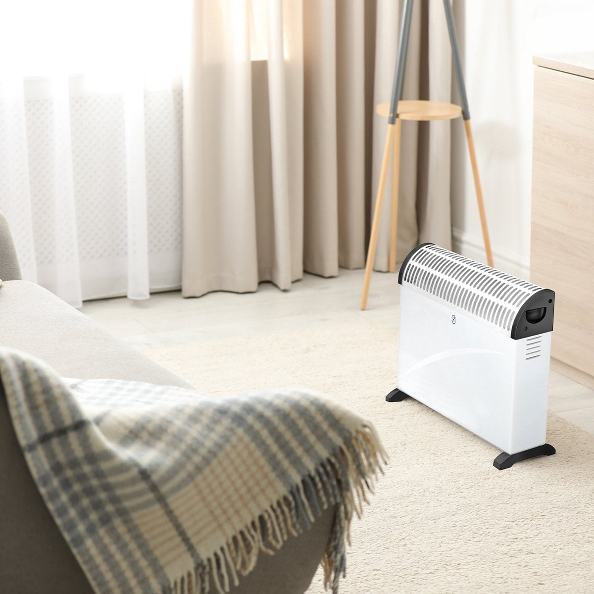 Auronic Elektrische Convectorkachel - 750/1250/2000 Watt - Verstelbare Thermostaat - Wit - 53.5x19.6x38.5