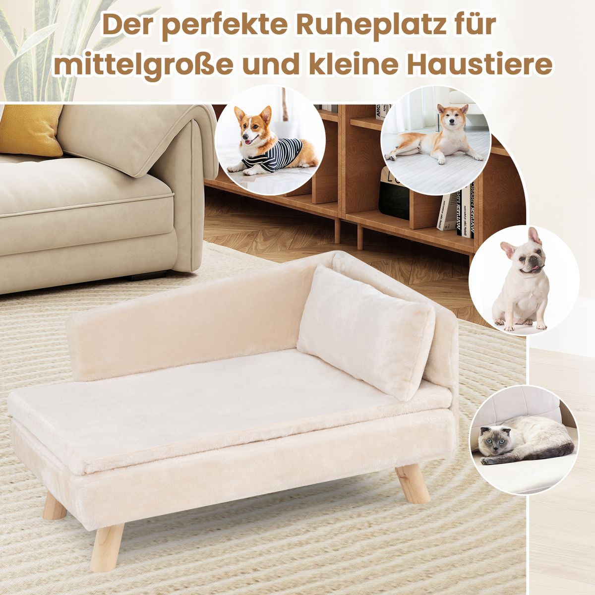 Coast Huisdierensofa - verhoogd ontwerp - voor kleine en middelgrote honden en katten - wit