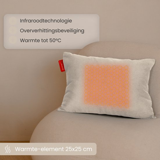 Auronic Warmtekussen - Classic - 45x60 - Draadloos - Oplaadbaar - Elektrisch kussen - Infrarood - Taupe