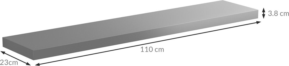 Casaria Wandplank - 110x23x4cm 15kg Belastbaar - Grijs