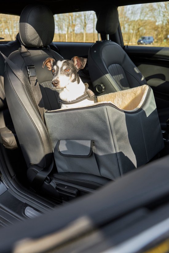 Jake and Jacky Autostoel Hond - Oxford & Polyester - Wasbaar - Max. 7kg - 41.5 x 39 x 32cm - Grijs