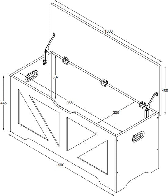 VDD - Opbergkist - Opbergkist hout - Opbergbox - Speelgoedkist - Dekenkist - Opbergkist binnen - zwart - groot - 100 x 40 x 46 cm
