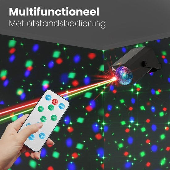 Auronic LED Discolamp - Party laser - Kinderen - Feestverlichting - Disco licht - Afstandsbediening en Muziekgestuurd - 3 Meter Kabel