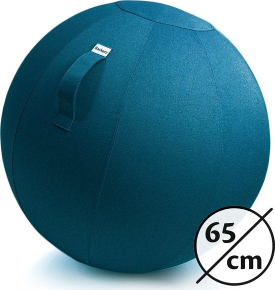 Bckz Zitbal Linnen 65 CM - Zitballen met Hoes - Balanskruk – Luxe Yoga Bal - Ergonomische Bureaustoel Bal - Groenblauw