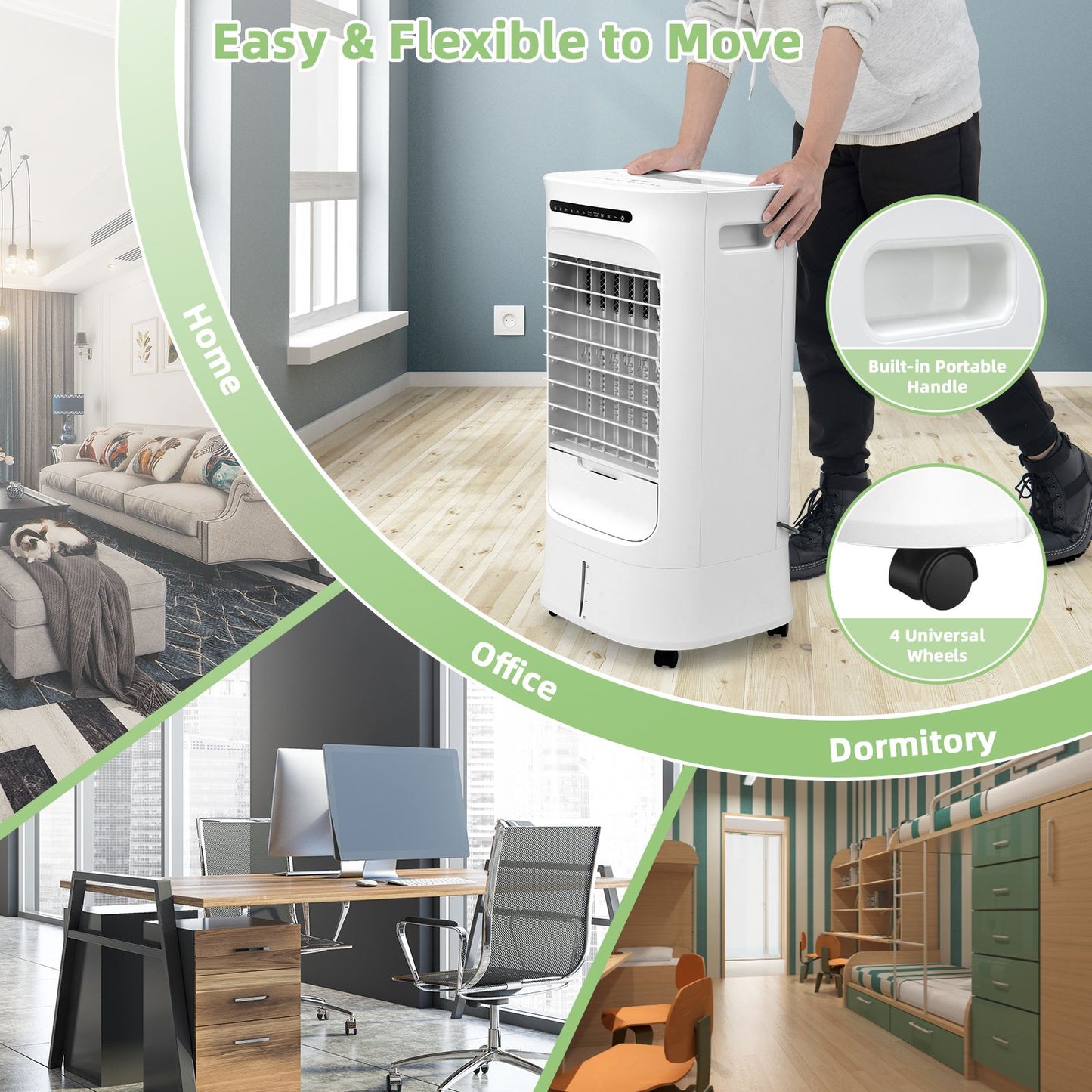 Coast 3-in-1 Mobiele Luchtkoeler Ventilator & Luchtbevochtiger 10L Watertank - 39x33x74cm - Wit