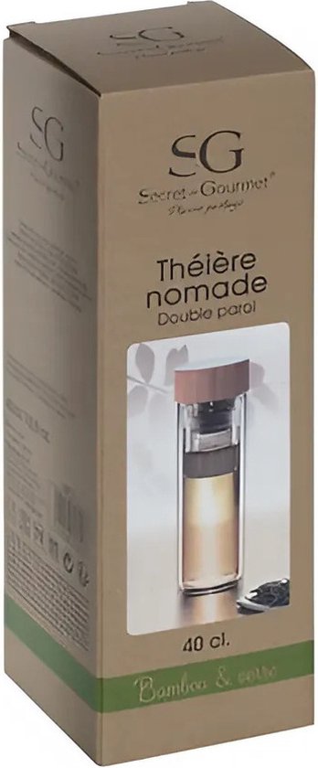 Secret de Gourmet Theefles - dubbelwandig - glas/bamboe - 40 cl - infusiefles/theepot