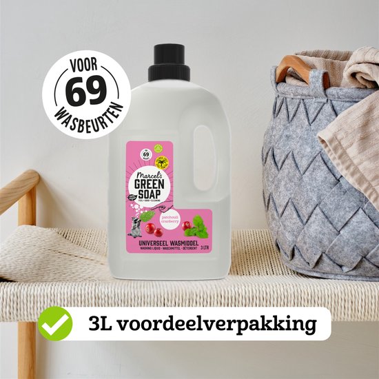Marcel's Green Soap Wasmiddel Universeel Patchouli & Cranberry - 3 liter - 69 wasbeurten