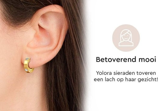 Yolora Dames Oorbellen met Kalpa Camaka Kristallen - Goudkleurig - 18K Geelgoud Verguld - Vrouwen Oorringen Goud - Sieraden - Luxe Giftbox - Geschenkdoos - Cadeau doos - Exclusieve Geschenkverpakking - Mooie Cadeauverpakking