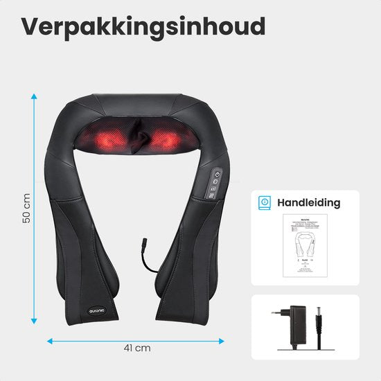 Auronic Shiatsu Massagekussen - Elektrisch Nekmassage Apparaat - Massage Apparaten - Nek en Schouder Massage apparaat- Infrarood - Zwart