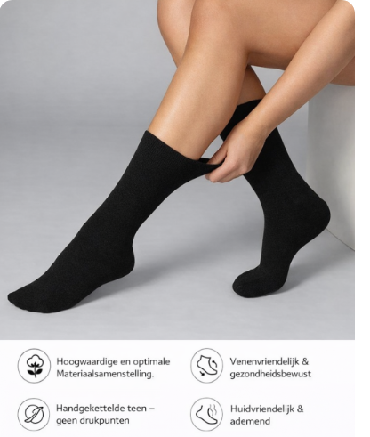 Heldenwerk Premium Diabetikersokken Heren 43-46 – 6 Paar – Naadloos, Zonder Strakke Elastiek, Comfortband – Zwart