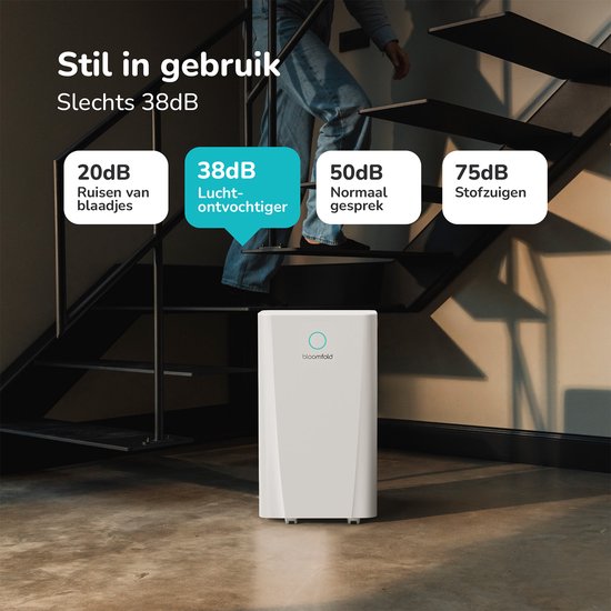 Bloomfold Luchtontvochtiger - 10L per Dag - Woonkamer, Slaapkamer, Kelder & Badkamer - Luchtontvochtiger - Wit