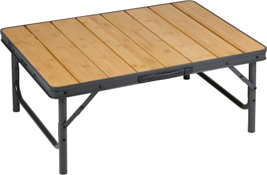 Campe Active - Campingtafel inklapbaar - In Hoogte Verstelbaar- 75 x 55 x 31 - 71 cm - Bamboe en Aluminium - Bruin