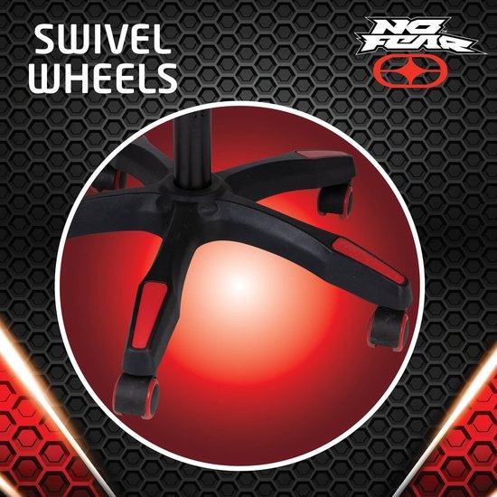 No Fear Gaming Stoel - Game Stoel - Bureaustoel - Hoogte Verstelbaar 46 tot 56cm - Rood/Zwart